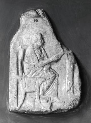 H1490 Grave relief with a seated woman