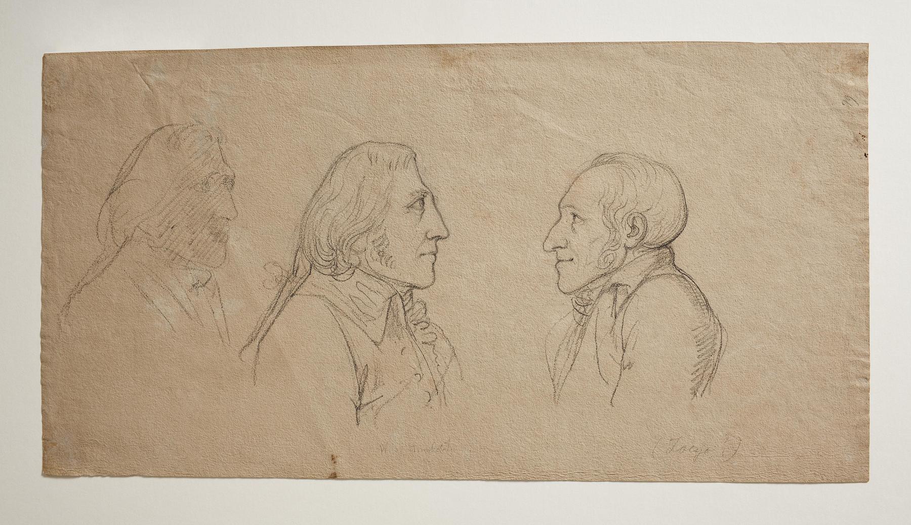 Portraits of Wilhelm von Humboldt (twice), and Georg Zoëga, C79v