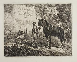 E646,1 Frontispice for "6 Blatt Pferde gezeichnet & geätzt von Joh. Adam Klein". Rider resting