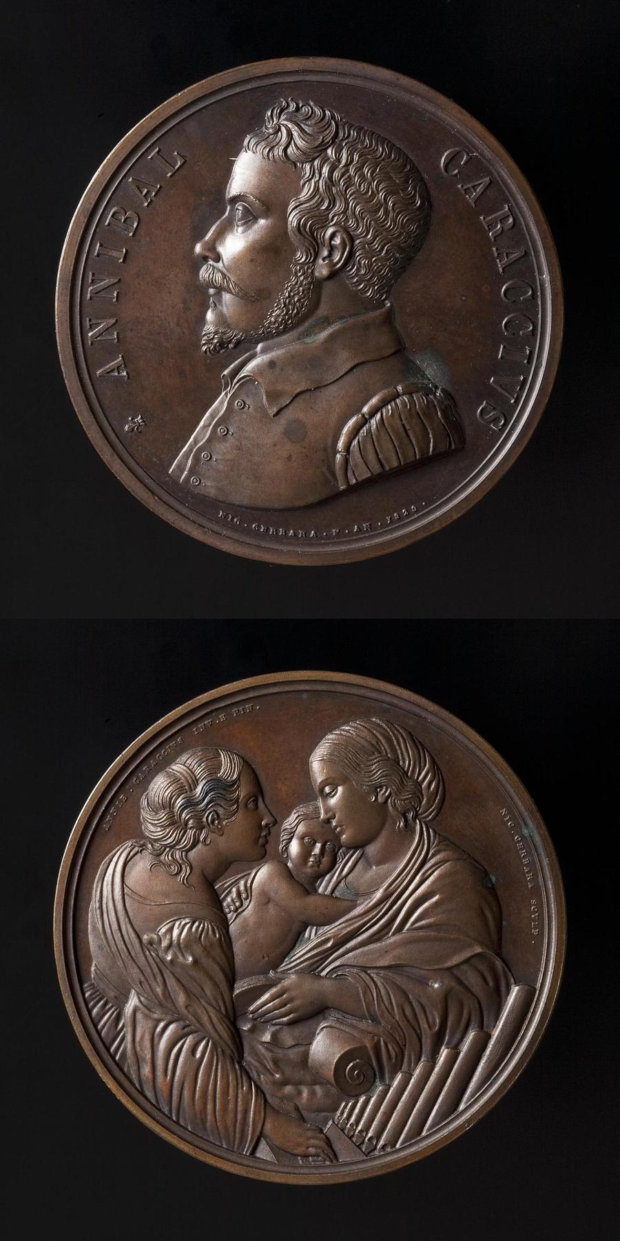 Medal obverse: Annibale Caracci. Medal reverse: Virgin and Child and Saint Cecilia, F50