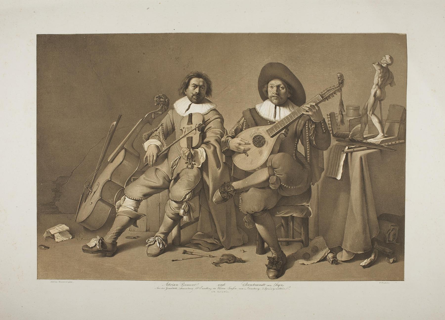 Adriaen Brouwer og Rembrandt van Rijn musicerer, E1103