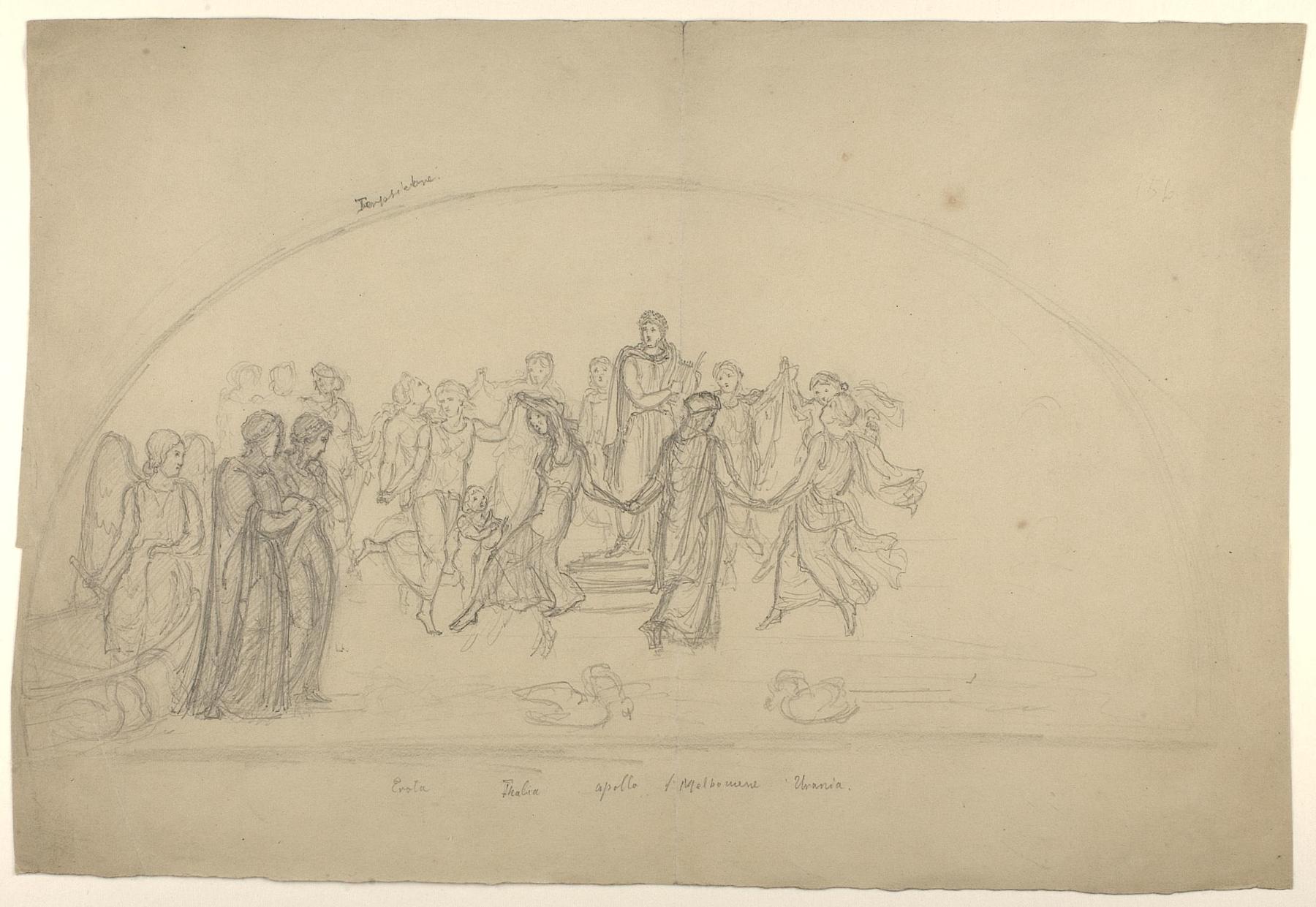 Apollo and the Nine Muses at the Parnassus, for lunette decoration (?), D1863