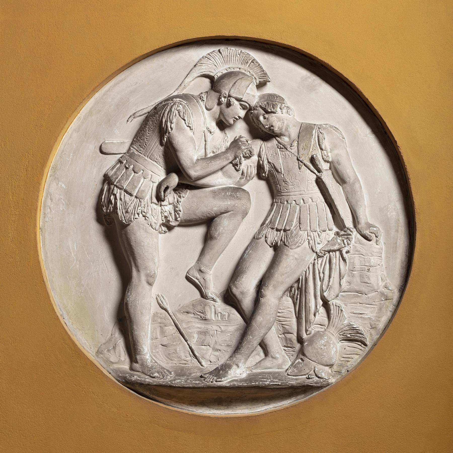 Achilleus forbinder Patrokles' sår, A494