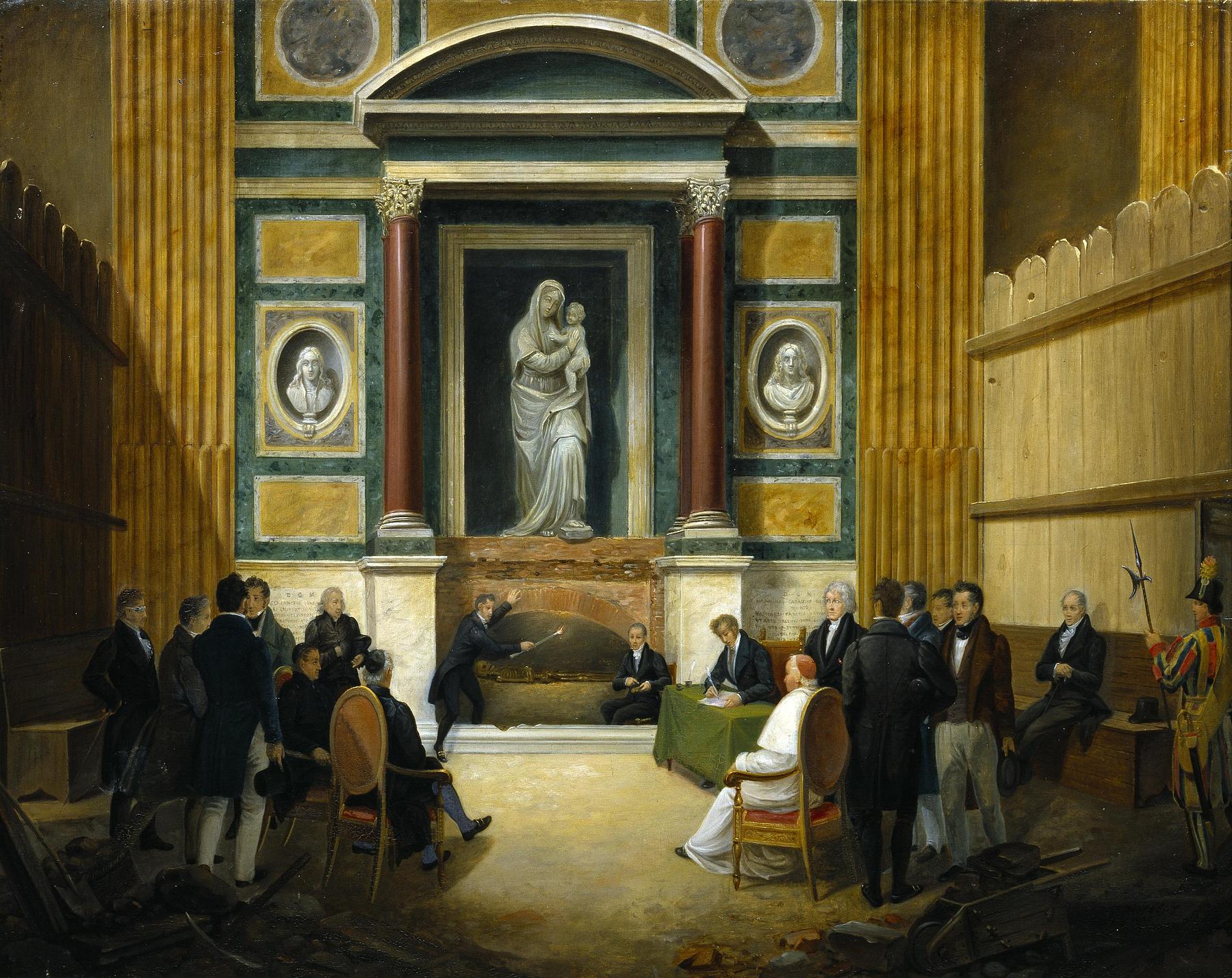 Åbningen af Raphaels grav i Pantheon 1833, B73