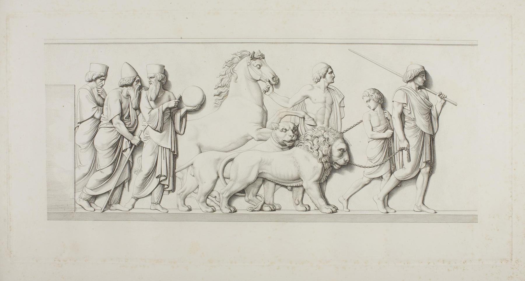 Tre kaldæiske astrologer, perser med en løve og dreng med en tiger, E36e