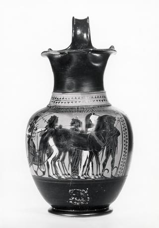 H545 Oinochoe with Athena, Heracles, and Hermes