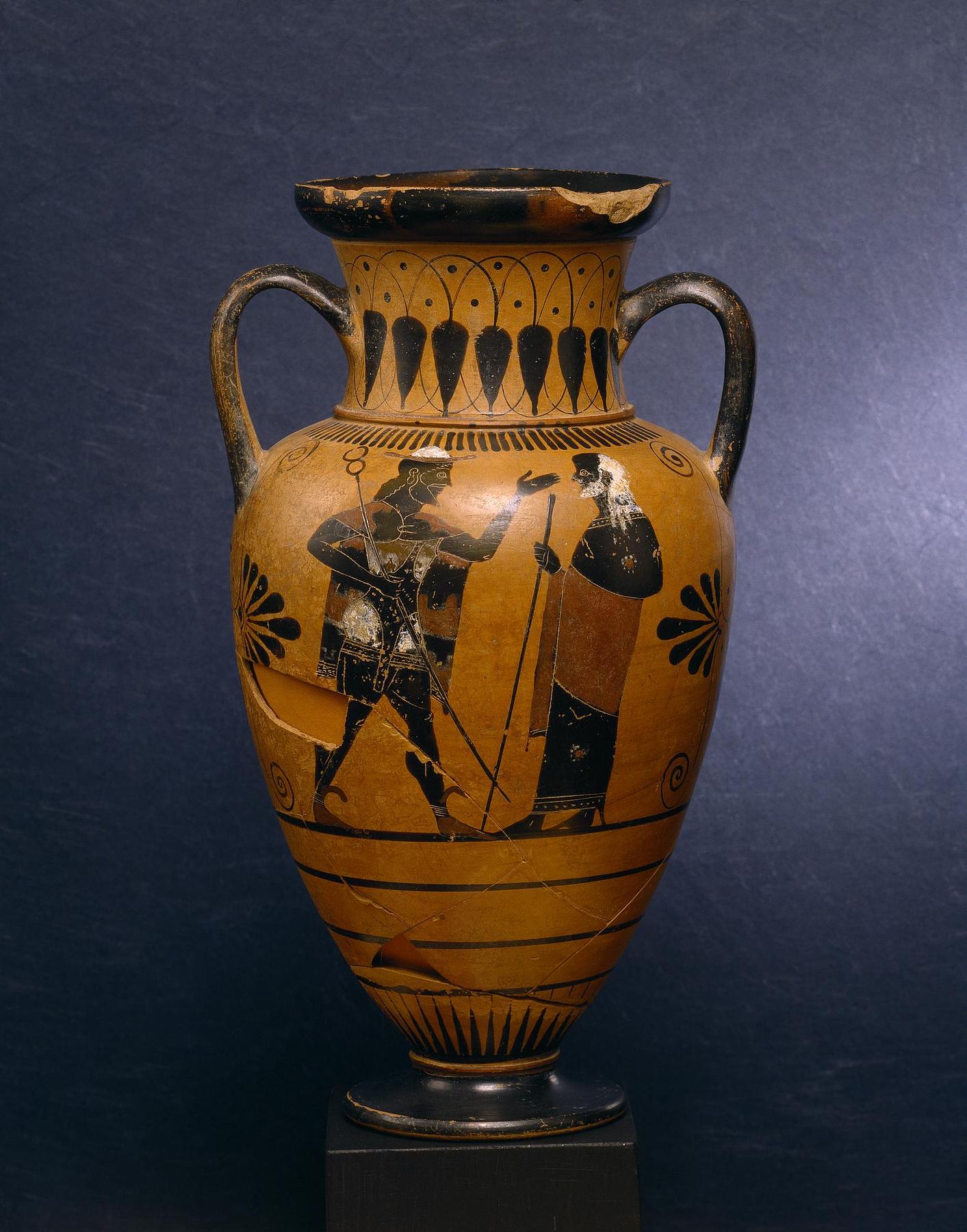 Amphora with Heracles and Triton (A) and Hermes and Nereus (B), H541