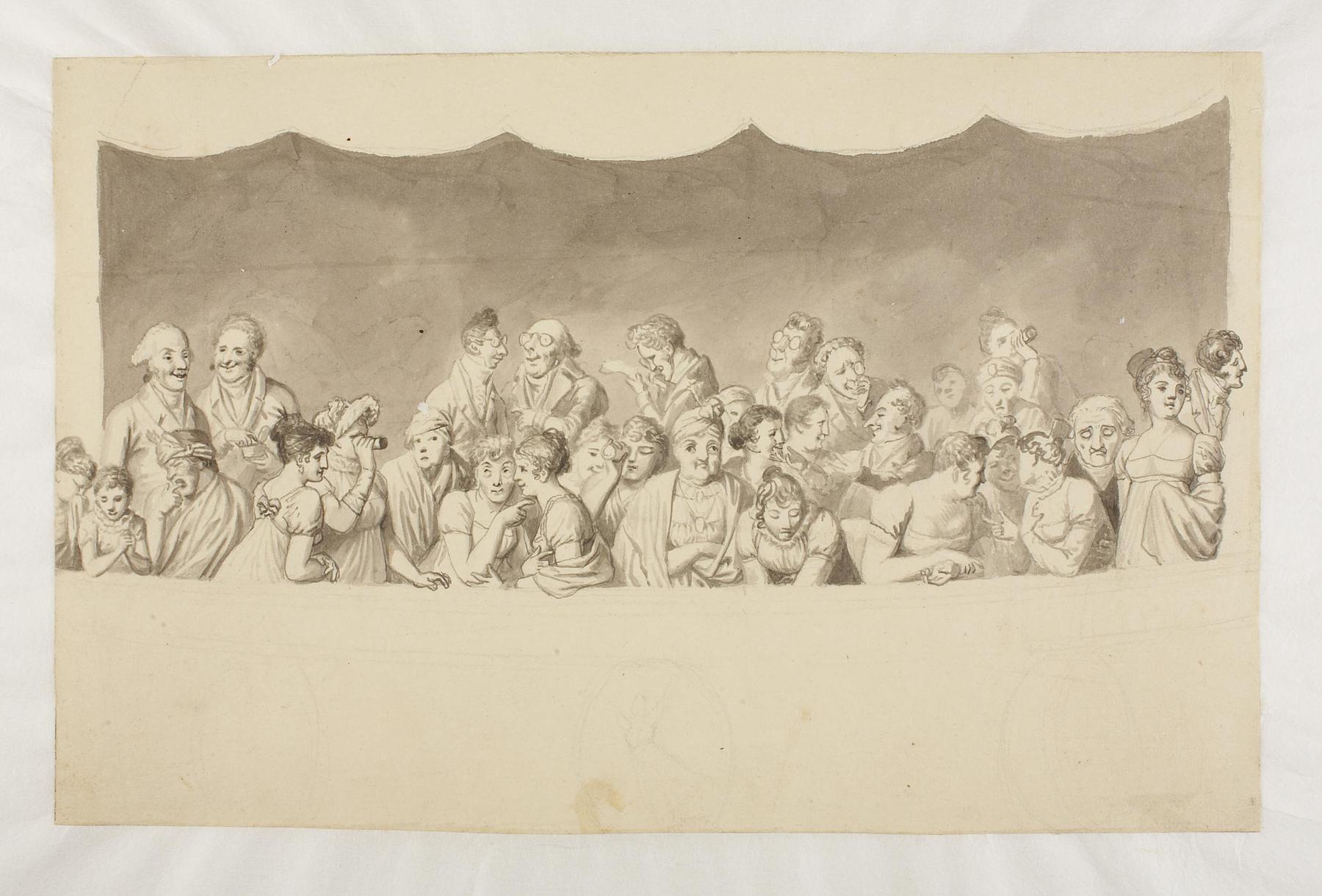Tilskuere i en teaterloge i København omkring 1808, D823