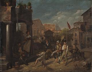 B75 Børn leger soldater i en romersk gade