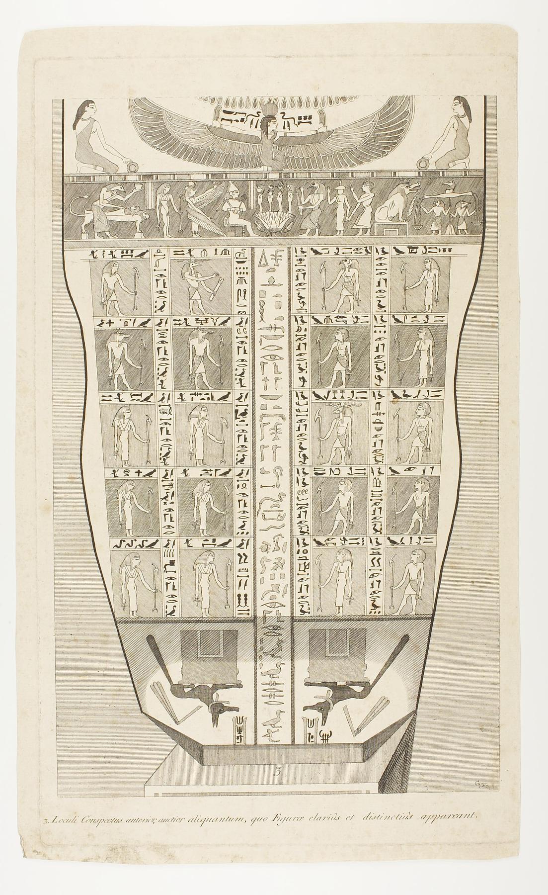 Mumiekiste for Irtyru, detalje med figurer og hieroglyffer, E1358