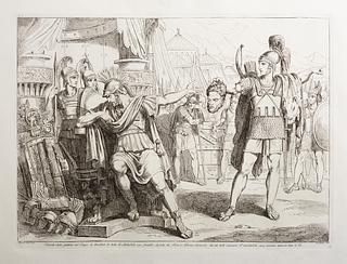 E943,65 Essendo stata gettata nel Campo di Annibale, la testa di Asdrubale suo fratello, disfatto da Livio, e Nerone, riconosce da un tale successo l'inevitabile sua rovina