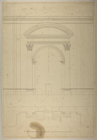 D1522 Proposal for Placement of the Monument to Pius 7., Ground Plan and Elevation