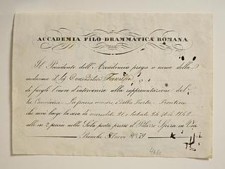C468cv Invitation fra Accademia Filodrammatica Romana