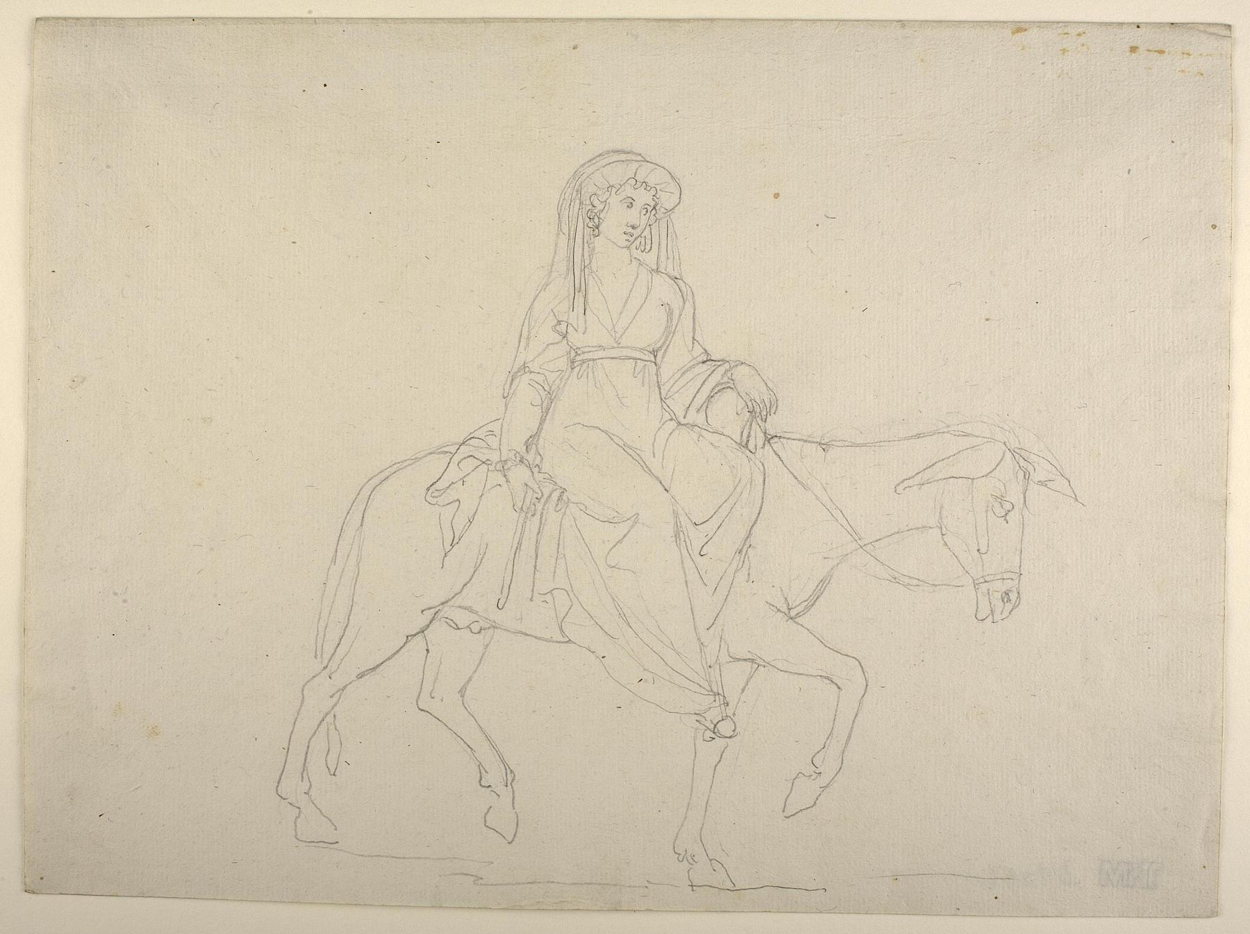 Woman Riding on a Donkey, D1056