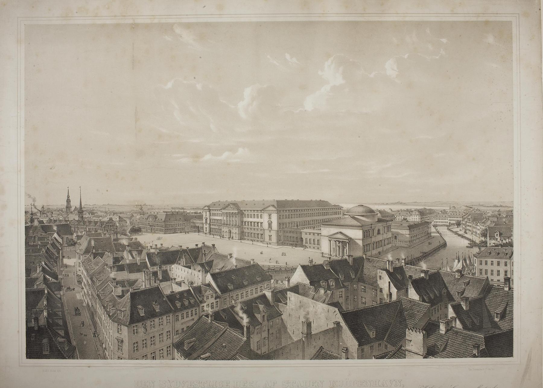 Udsigt fra Nikolaj Tårn mod Christiansborg, E2289