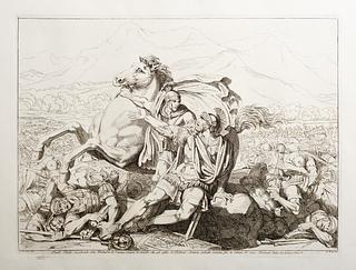 E943,57 Paolo Emilio moribondo alla Battiglia di Canne, ricusa il cavallo che gli offre il Tribuno Lentulo, volendo morire fra la strage de' suoi