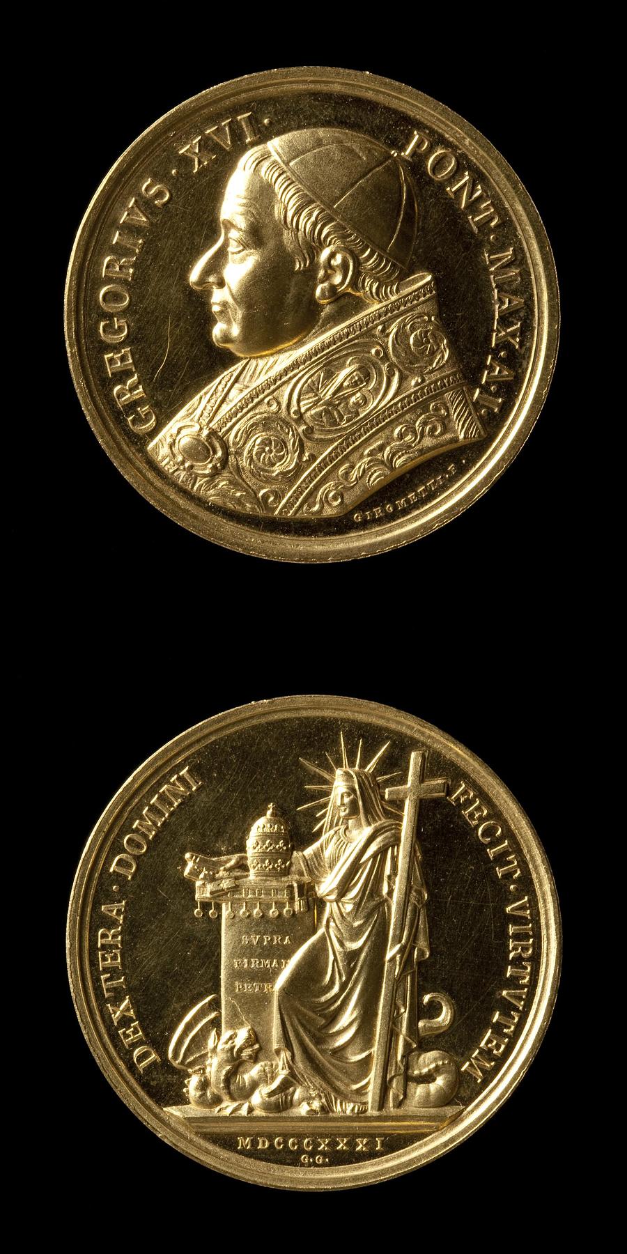 Medal obverse: Pope Gregory XVI. Medal reverse: Religion, F75
