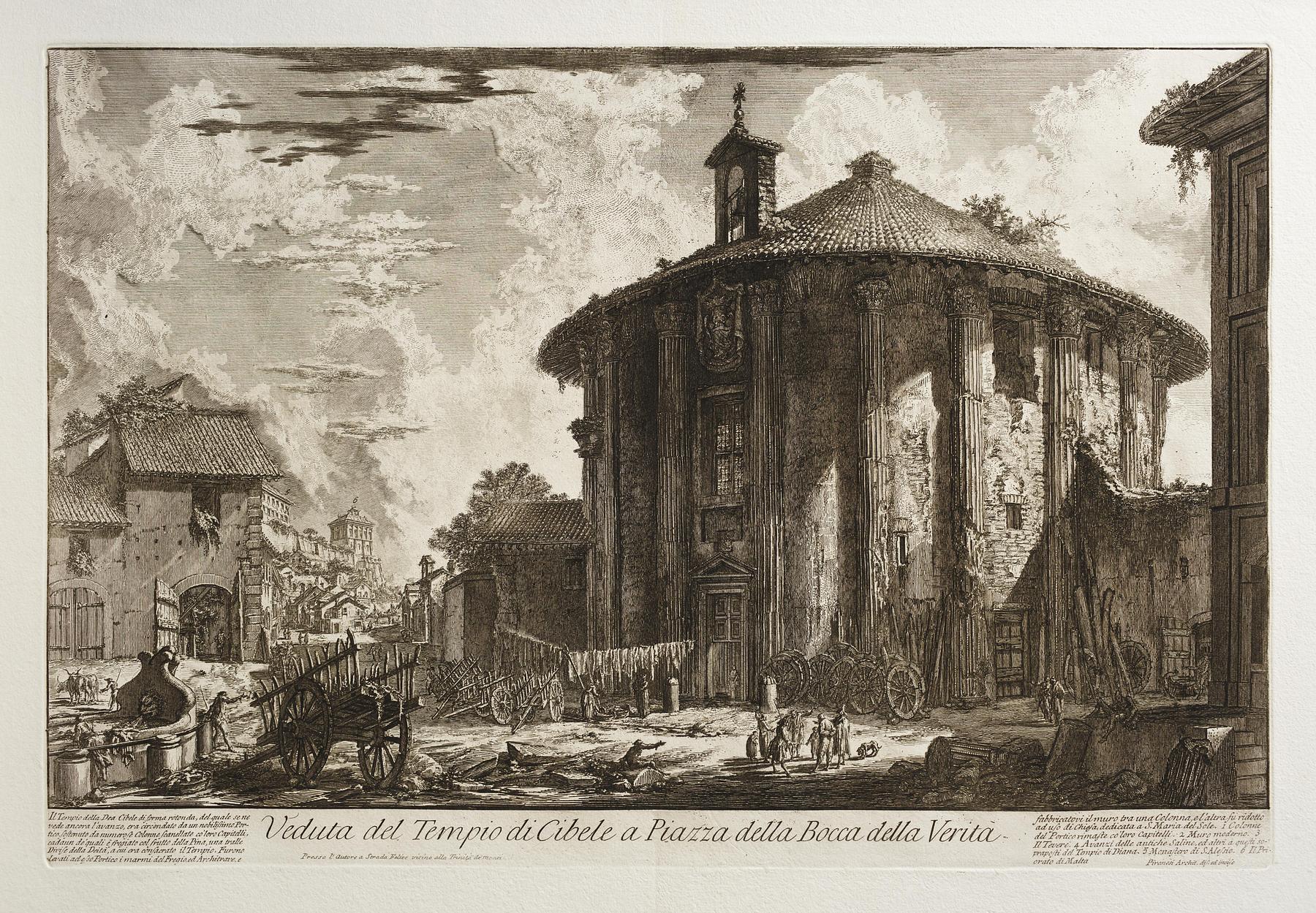 Prospekt af Tempio di Vesta på Piazza della Bocca della Verità i Rom, E315,10
