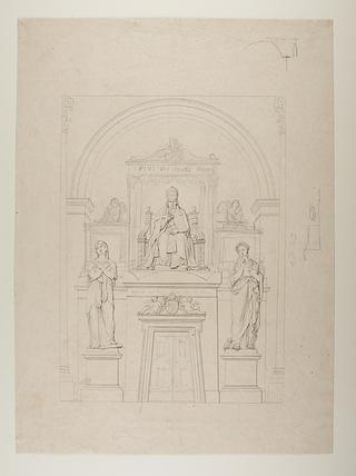 C310r To engle tegnet ind i en opstalt for monument over Pius 7.