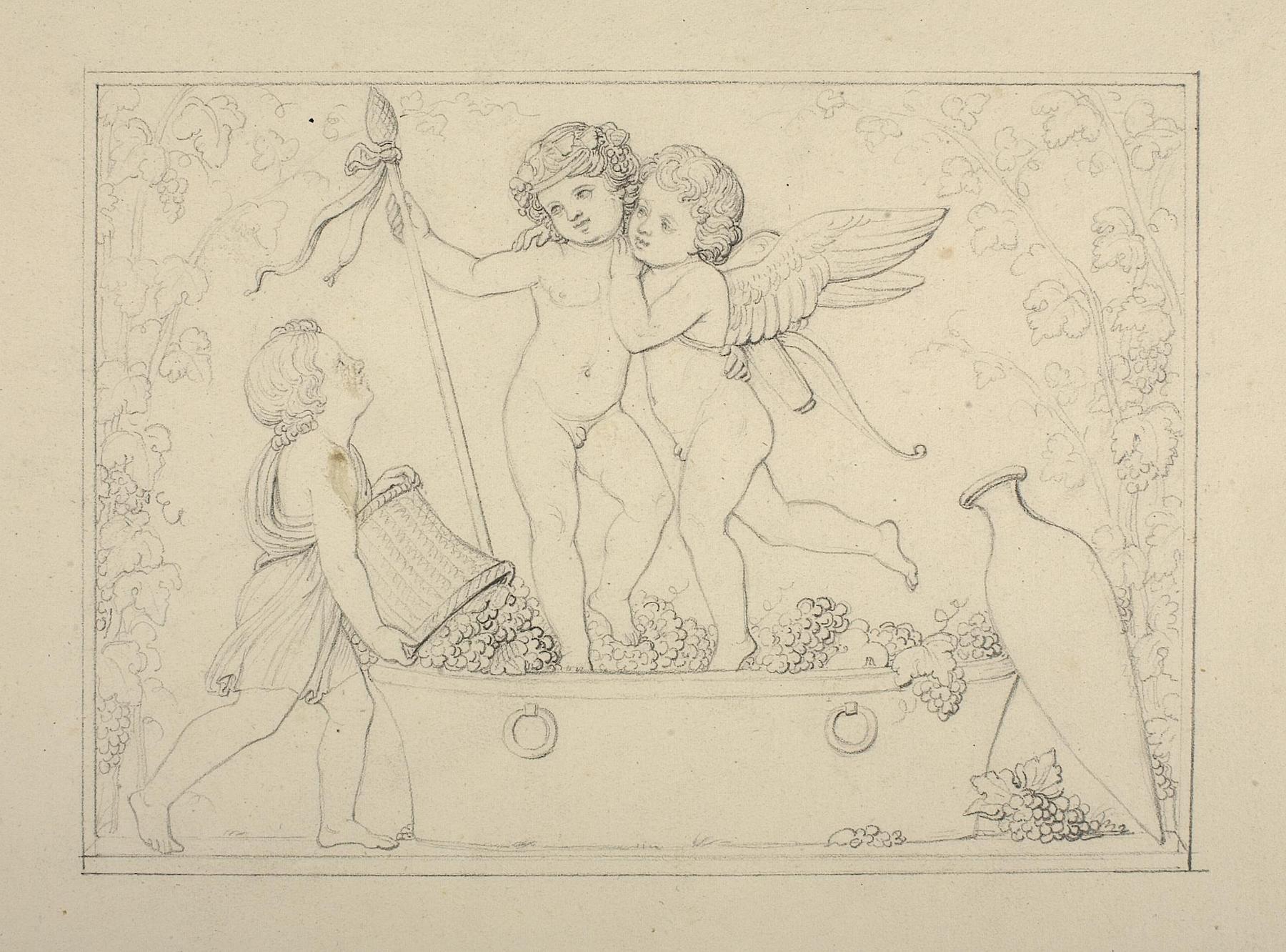 Cupid and Bacchus Stomp Grapes, Autumn, D188