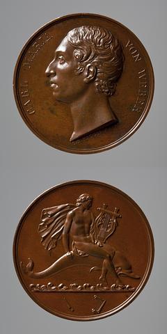 F99 Medaljens forside: Carl Maria von Weber. Medaljens bagside: Arion på delfinen