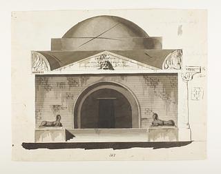 D855 Udkast til et mausoleum eller gravkapel i antik stil, opstalt af facade