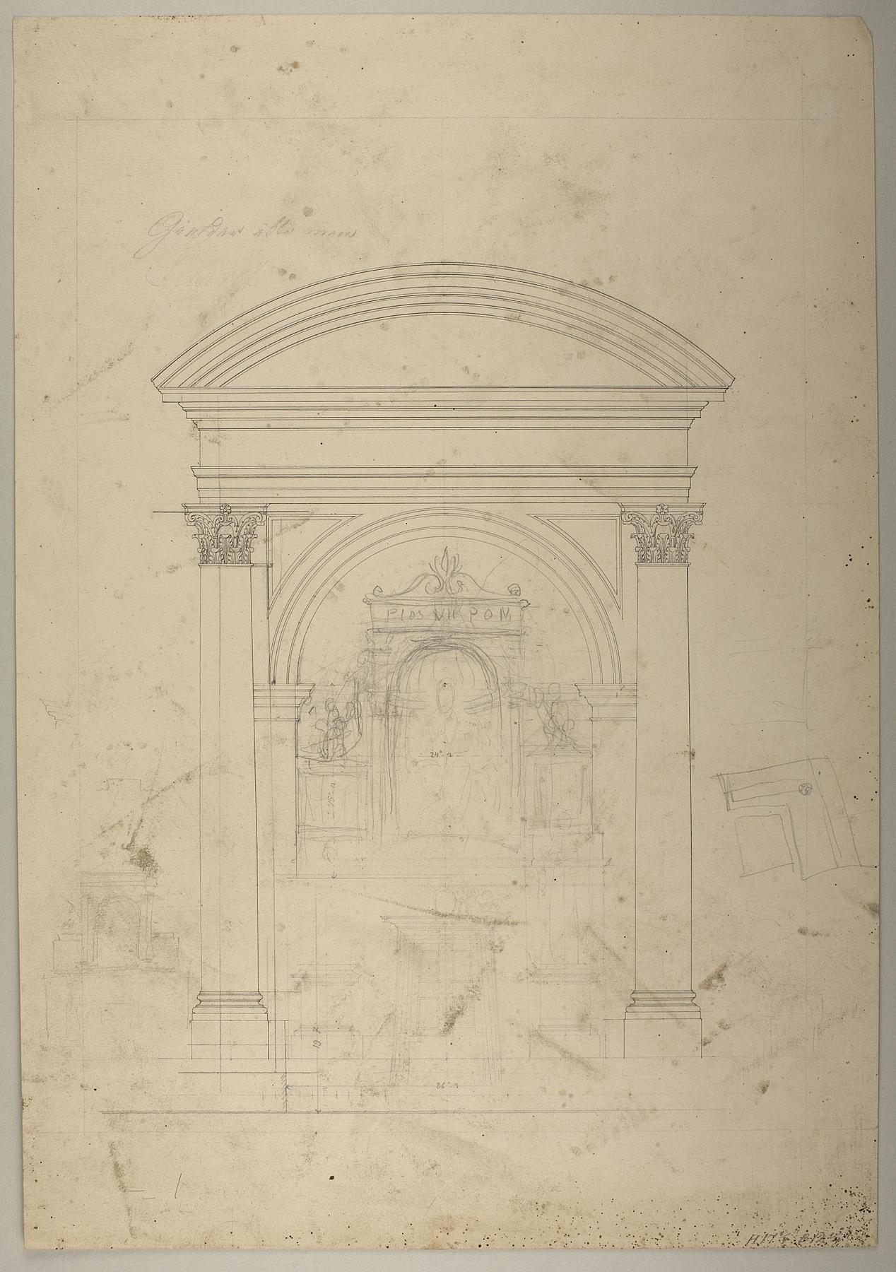 Proposal for Placement of the Monument for Pius 7., Ground Plan and Elevation, D1526