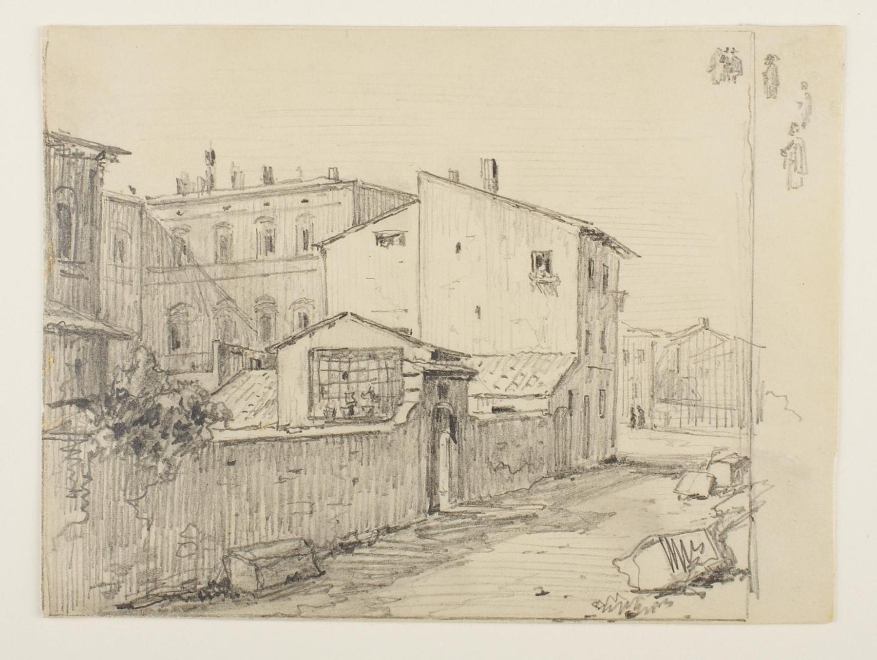 Vicolo delle Colonette di Barberini and Thorvaldsens Small Studios in front of Palazzo Barberini, D1891