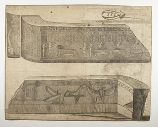 E1359 Mumiekiste for Irtyru, detalje med figurer og hieroglyffer