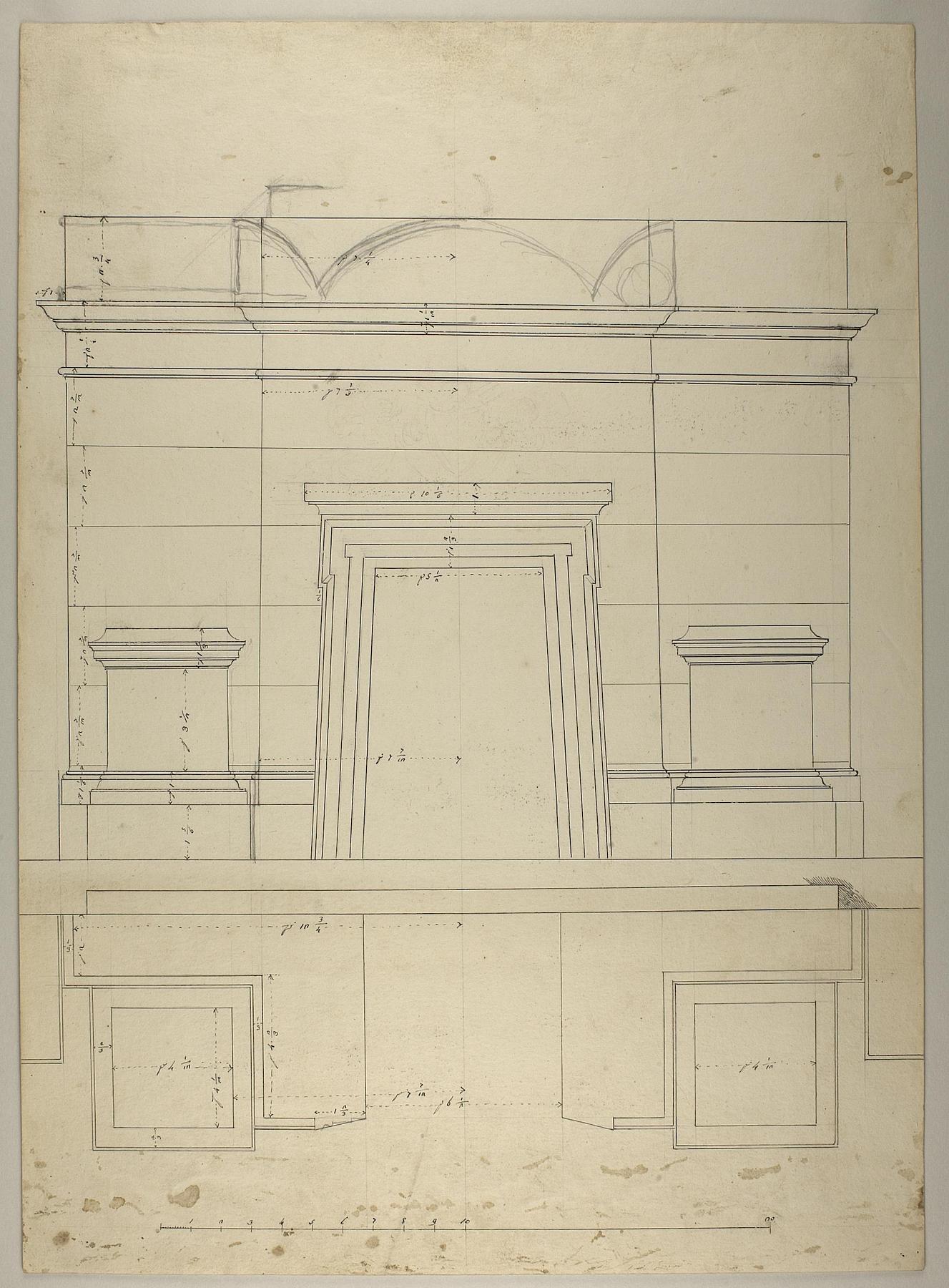 Proposal for Placement of the Monument to Pius 7., Ground Plan and Elevation, D1523