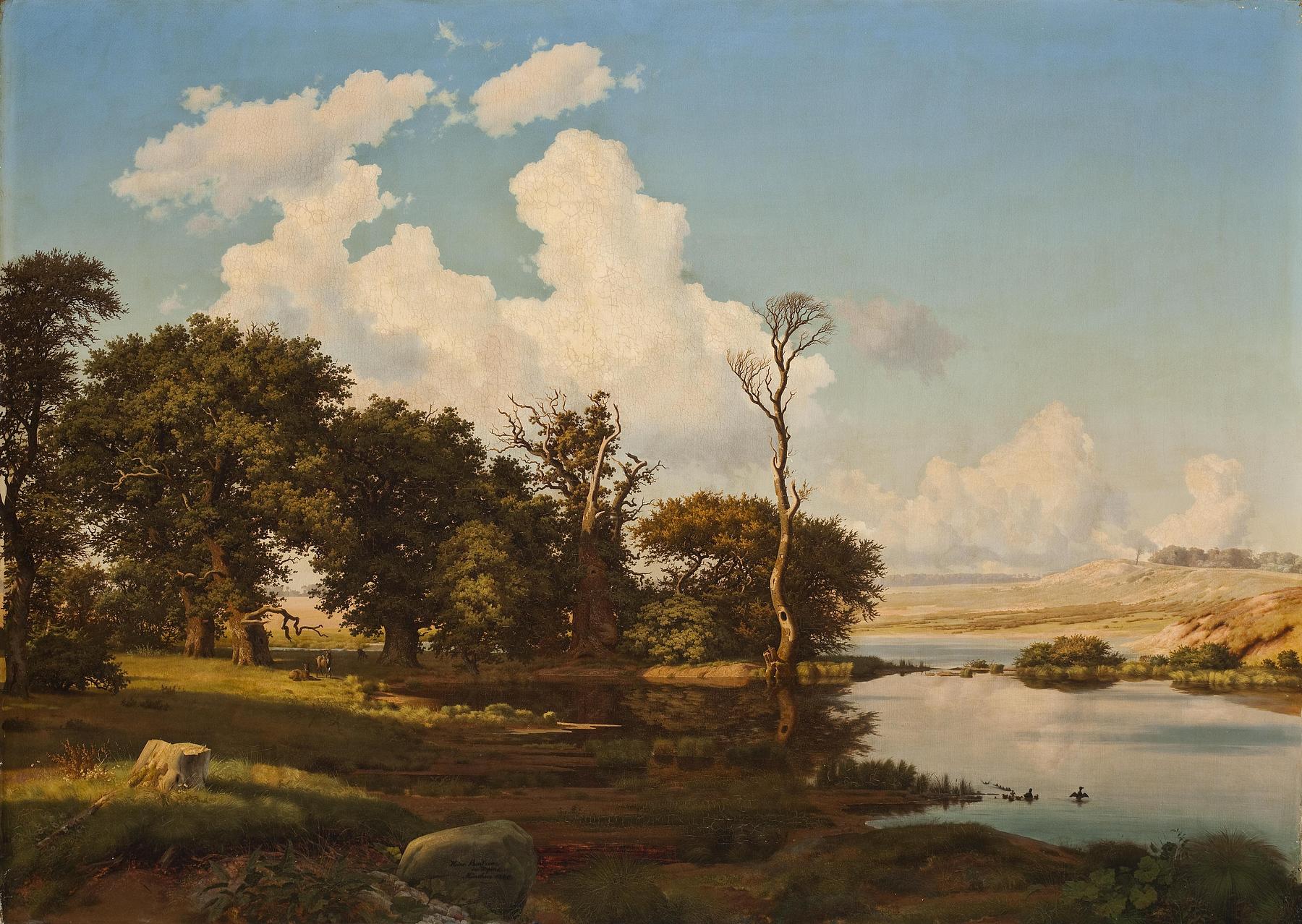 Danish Landscape, Oak Trees by a Lake, B201