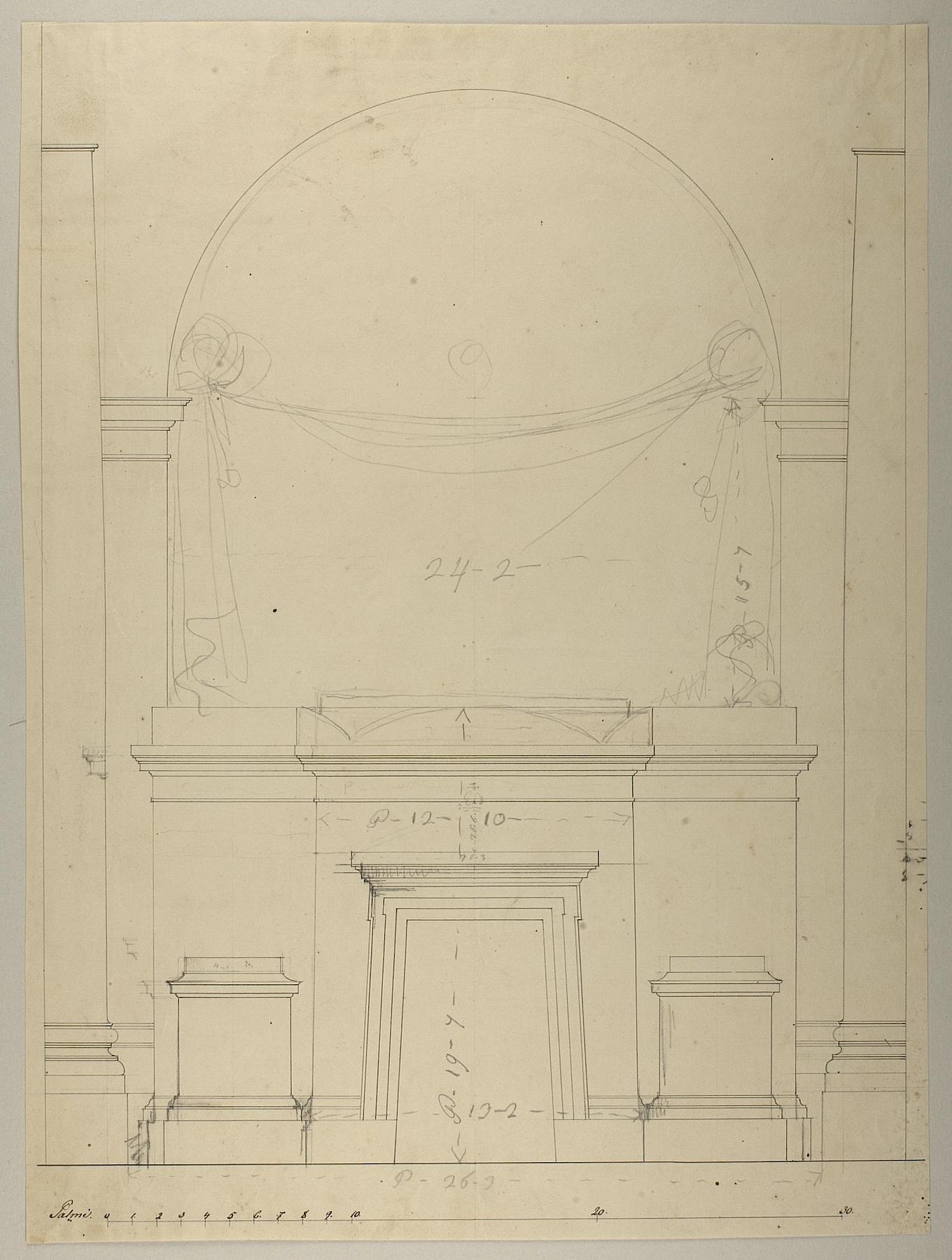 Opstillingsforslag for monument over Pius 7., opstalt, D1524