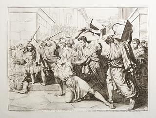 E943,71 L'Infelice Tiberio Gracco, mentre tentava salvarsi con la fuga, da tumulto insorto fra il Senato, ed i Tribuni