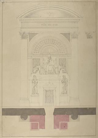 D1528 Proposal for Placement of the Monument to Pius 7., Ground Plan and Elevation