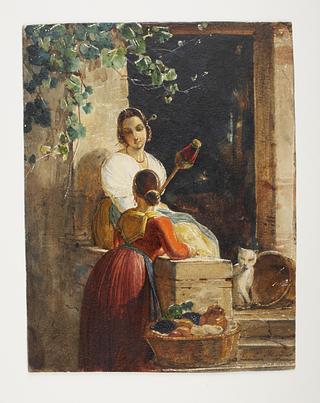 D849 Two Italian Women at a Rural House