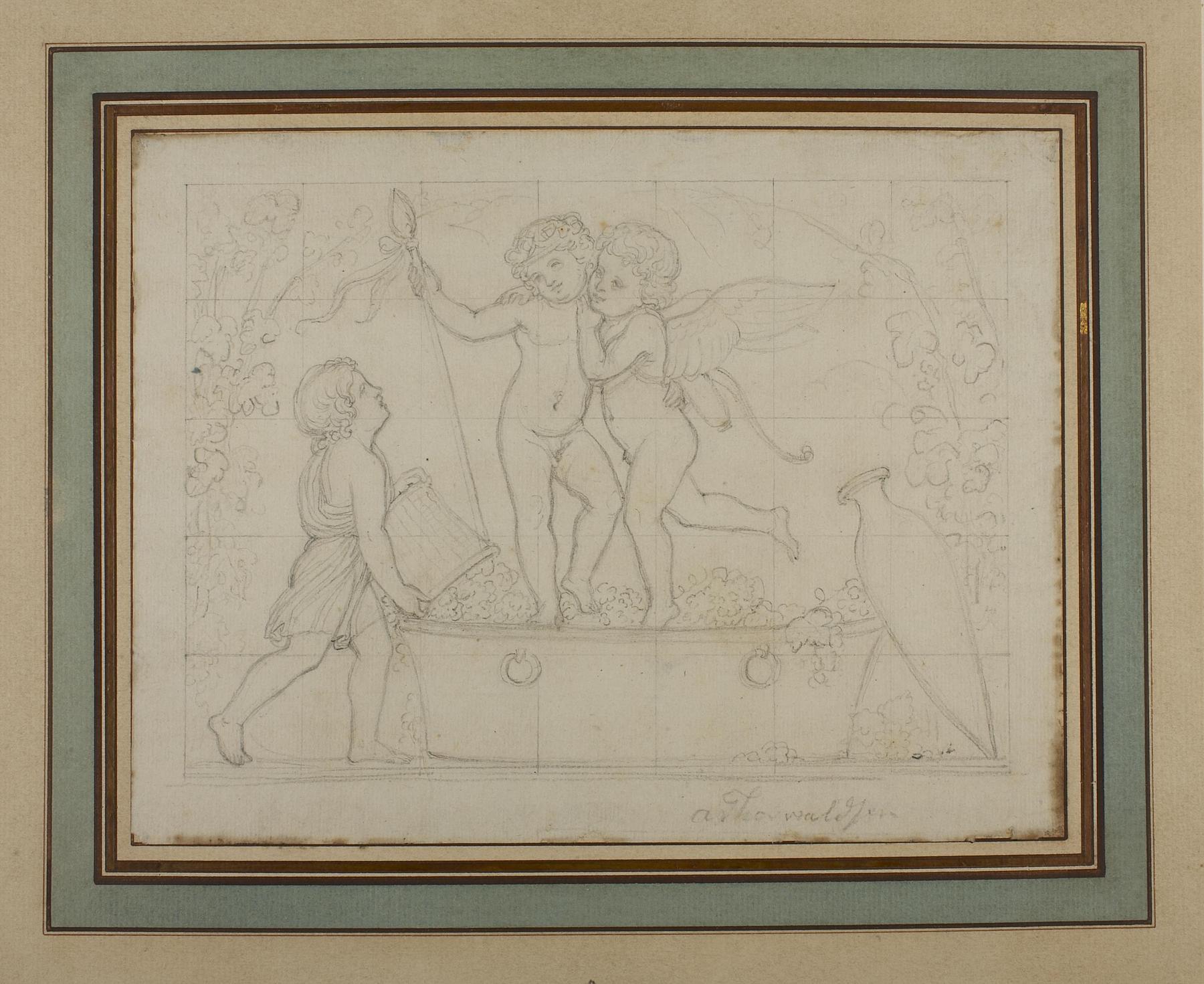 Cupid and Young Bacchus Stomping Grapes, Autumn, C822