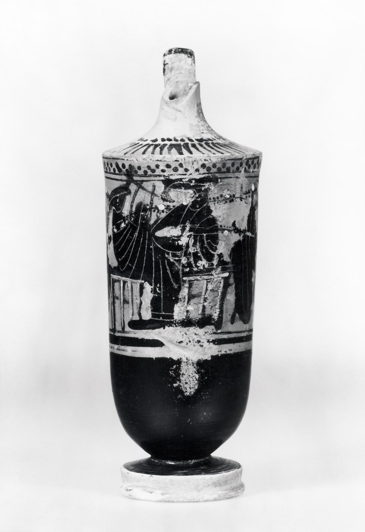 Lekythos with Dionysus and three women in a symposium scene, H579