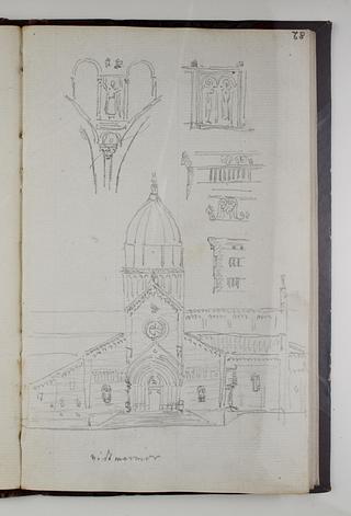 D1778,82 The San Criaco Cathedral in Ancona, Elevation of Facade and Details