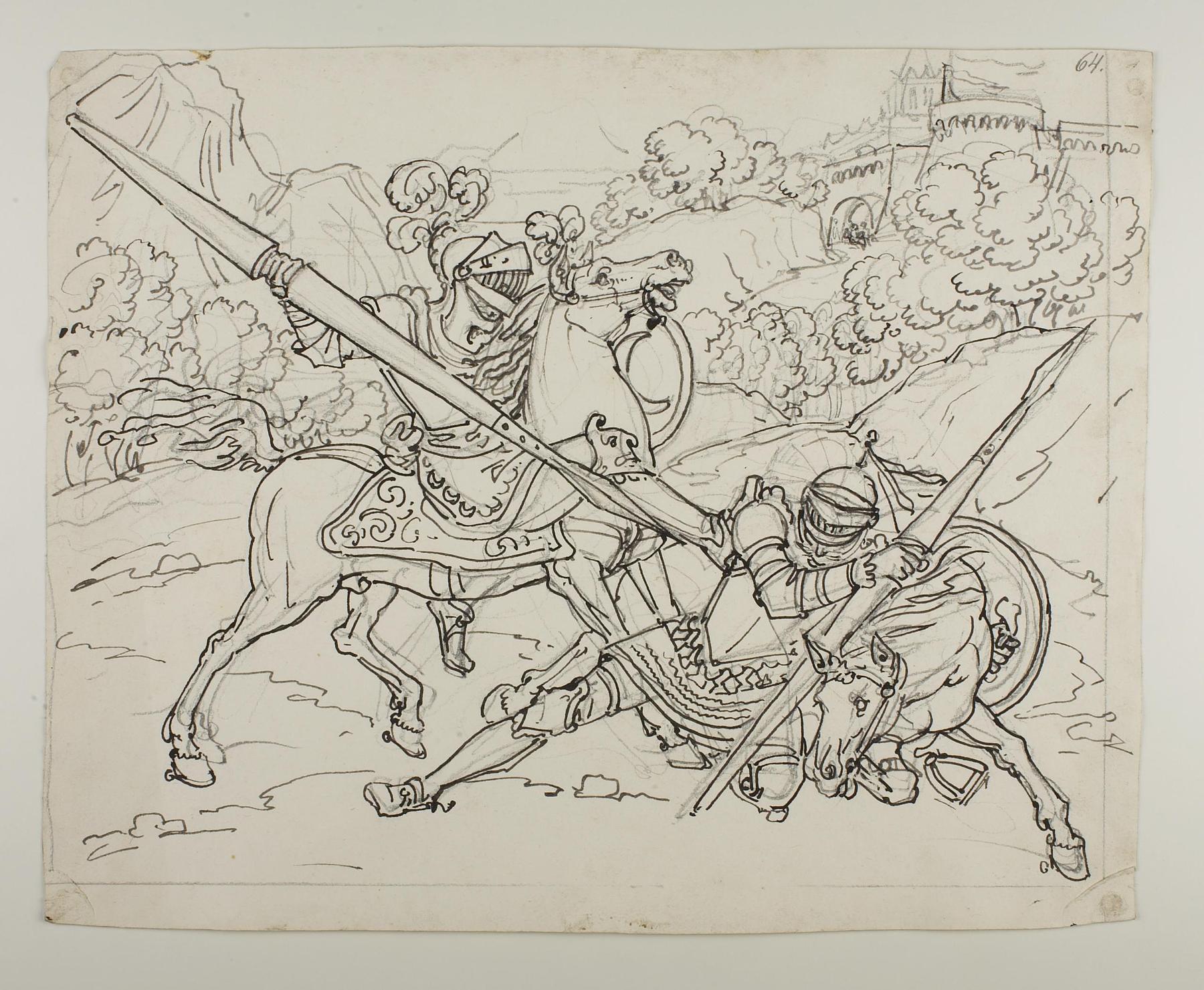 Don Quixote Being Attacked by the Knight of the White Moon, D619