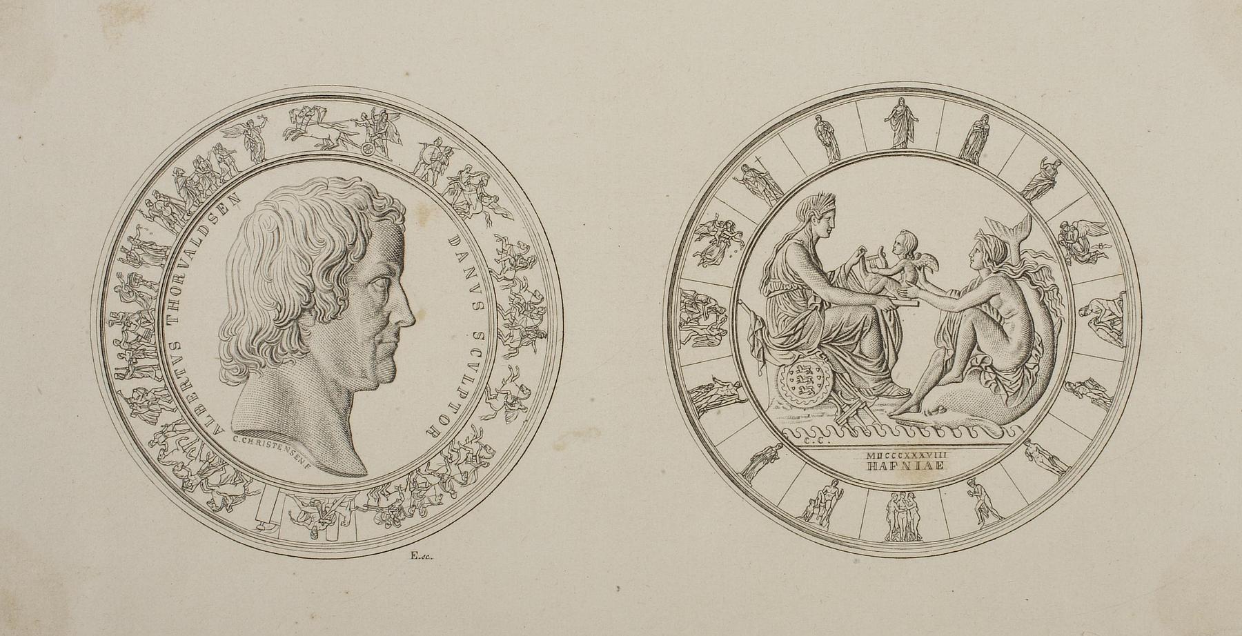 Portrait of Thorvaldsen. Denmark presented with Thorvaldsen's Cupid with the Lyre by Galathea, E2085