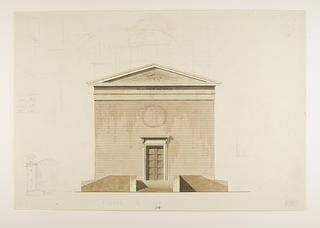 D862 Sketch for a Mausoleum or Sepulchral Chapel in Antique Style, Elevation of Facade