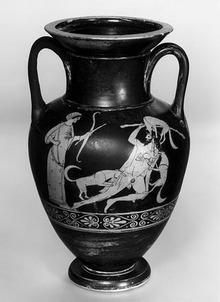 H599 Amphora with the punishment of Actaeon (A) and playing sileni (B)