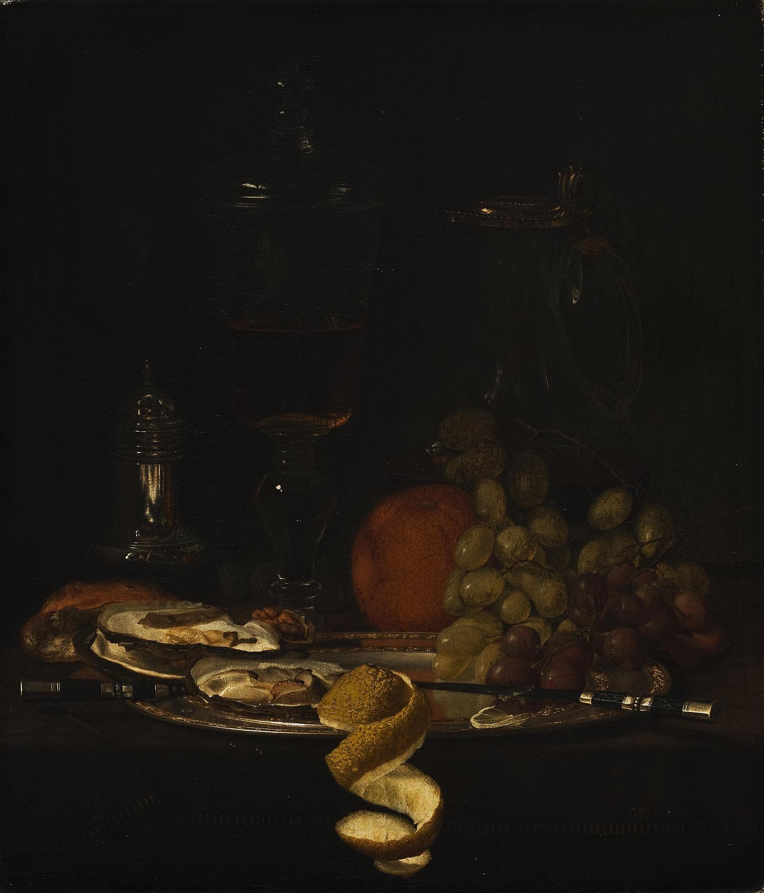 Nature morte med østers og frugter, et frokostbord, B281