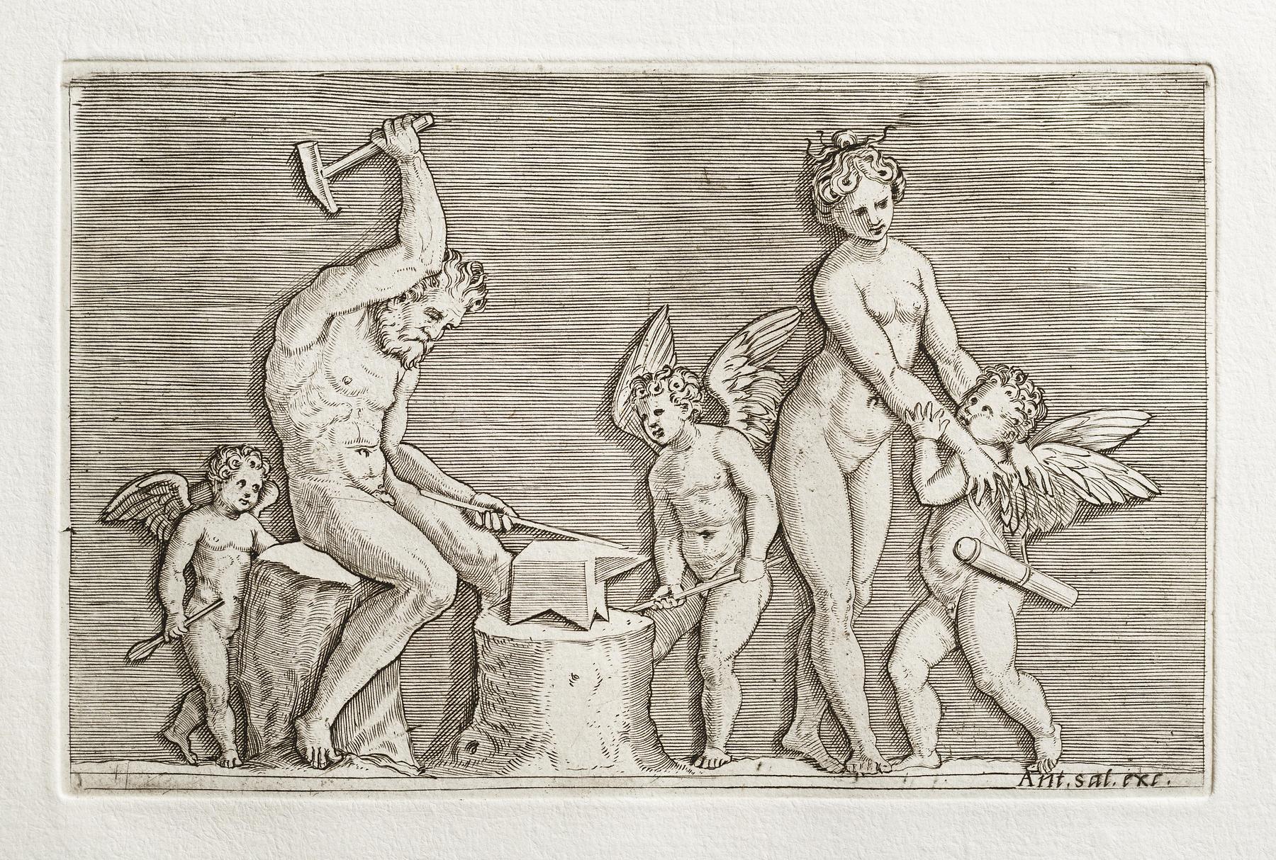 Vulcan, Venus and three Cupids, E1900