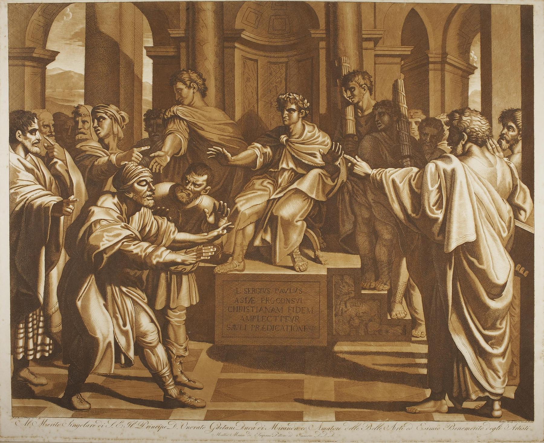 Paulus blinder Elymas under prokonsulen Sergius' påsyn, E832