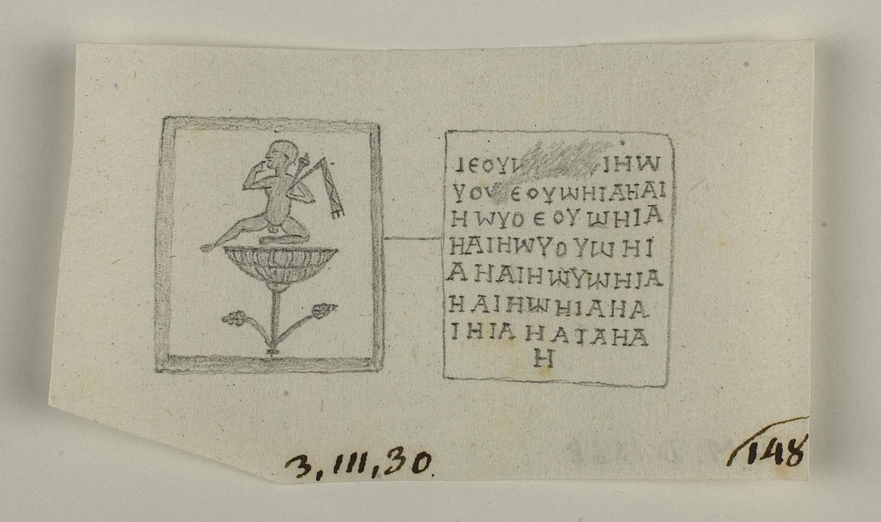 Harpokrates siddende på en papyrusblomst. Indskrift, D1368