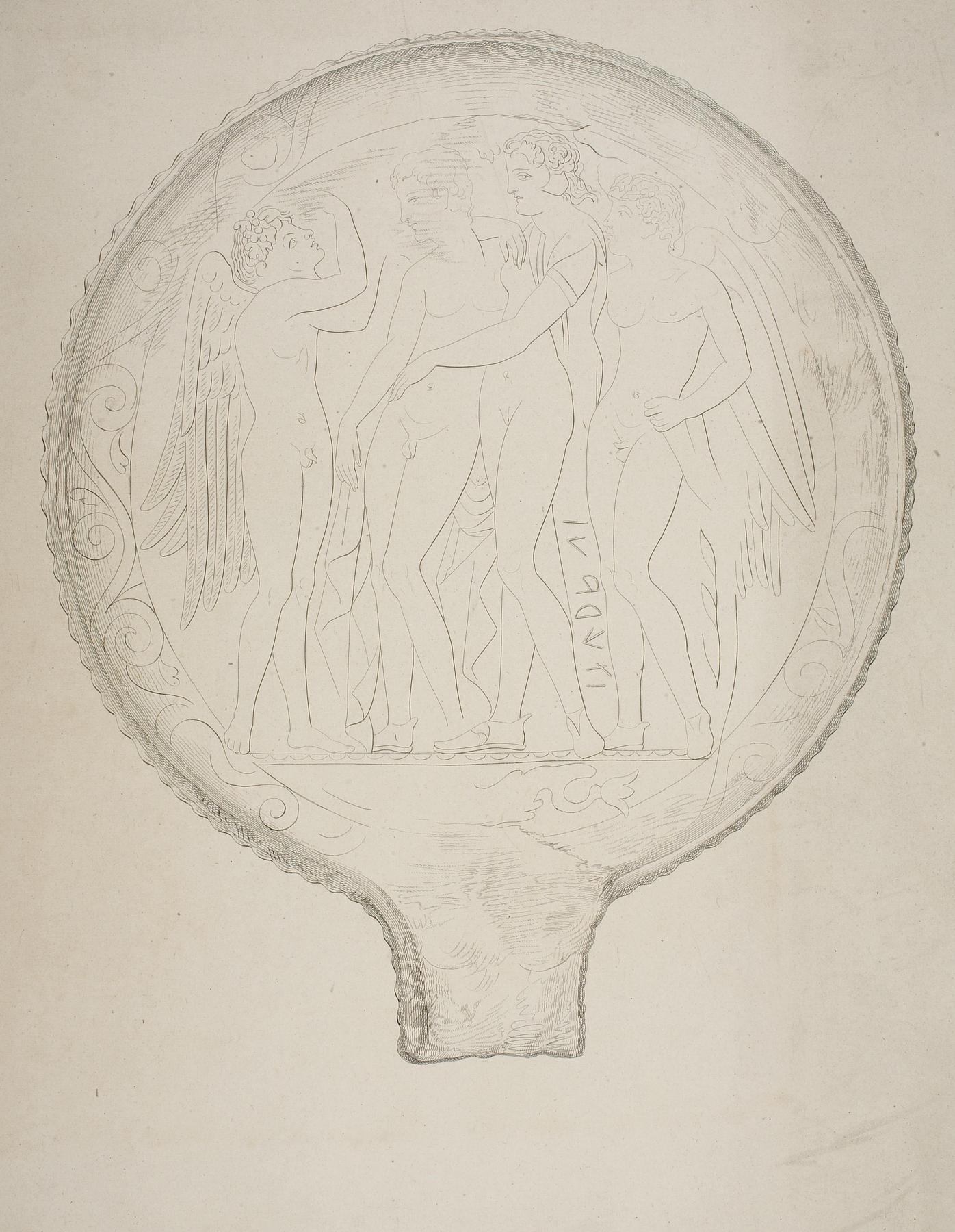 Afrodite og Adonis omgivet af Eros og en kvindelig (?) bevinget figur, E1435