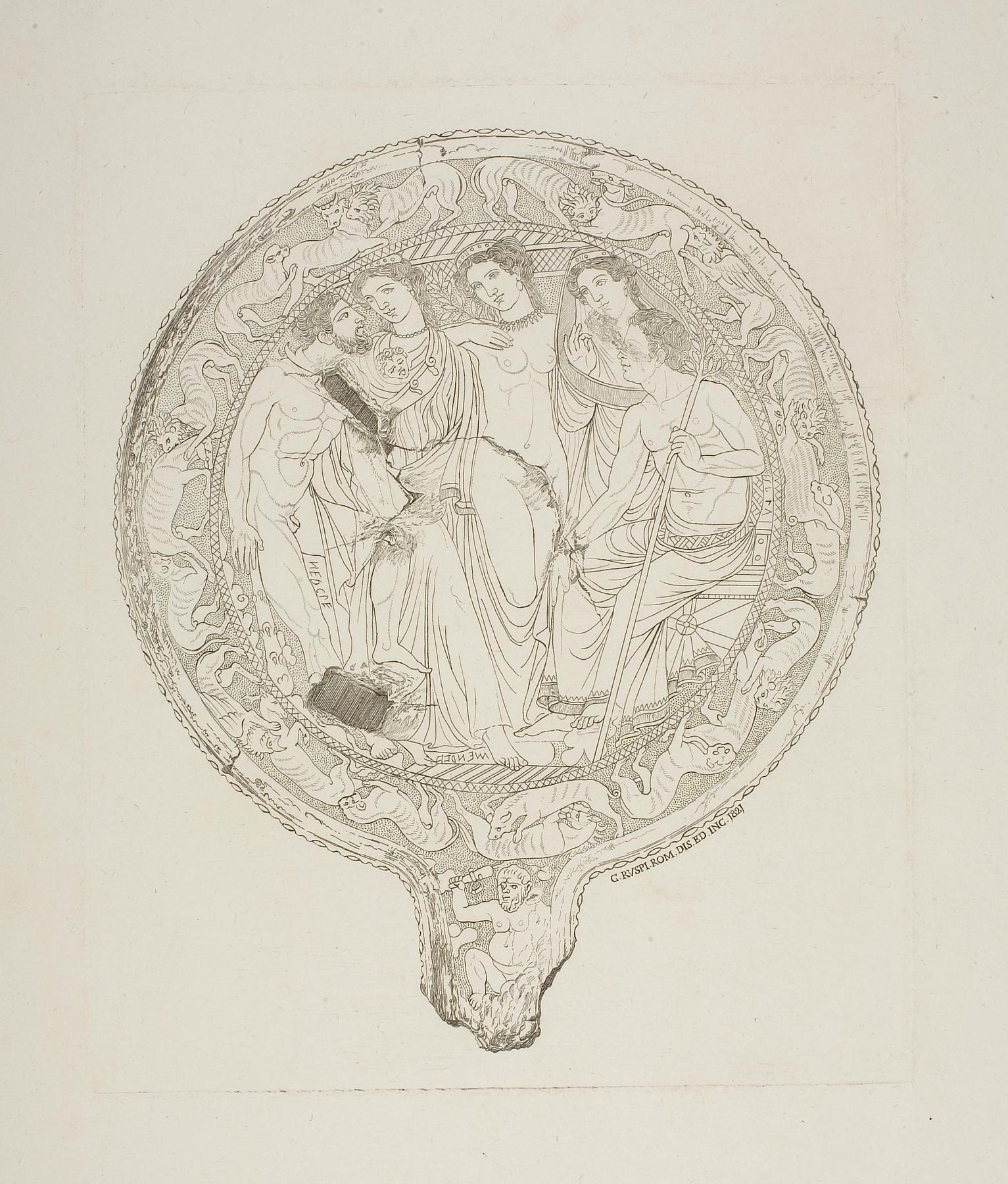 Hercules, Apollo and three godesses, E1433