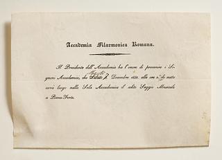 C374v Invitation fra Accademia Filarmonica Romana