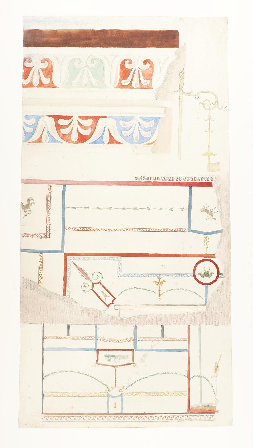 Vægudsmykning, loftdekoration og ornament, detaljer fra Diomedes Hus, D1814